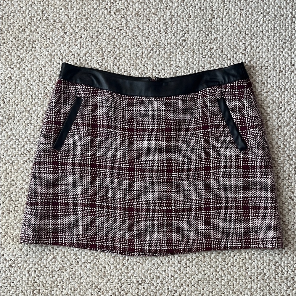 Frenchi Burgundy and Black Plaid Mini Skirt